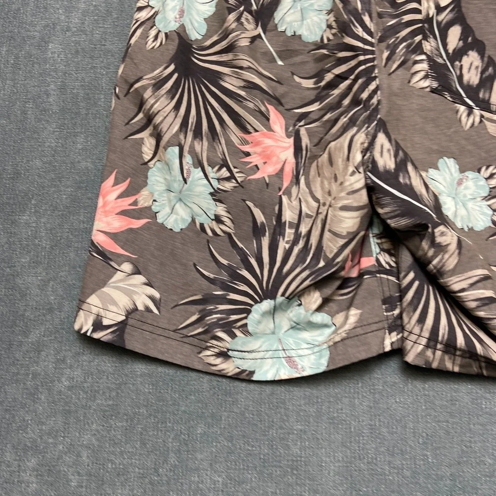 Hurley Board Shorts Mens Medium Gray Tropical Floral Stretch Swim Trunks Beach